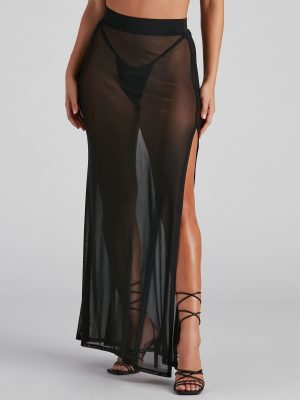 Wrap Me In Glam Mesh Maxi Skirt