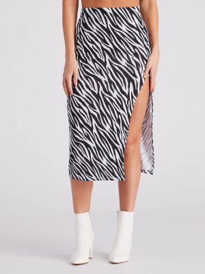 Wild Style Zebra Print Midi Skirt