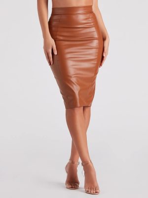 Business Babe Faux Leather Skirt