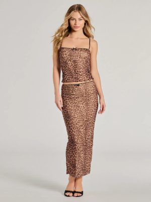 Forever Fierce Leopard Print and Bow Maxi Skirt