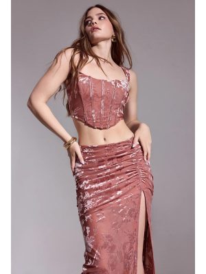 Forever In Love Floral Velvet Burnout Midi Skirt