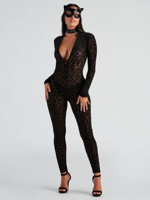 Sexy Leopard Mesh Catsuit