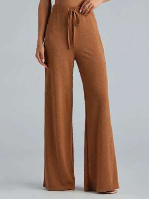 Weekend Mood Hacci Knit Wide-leg Pants