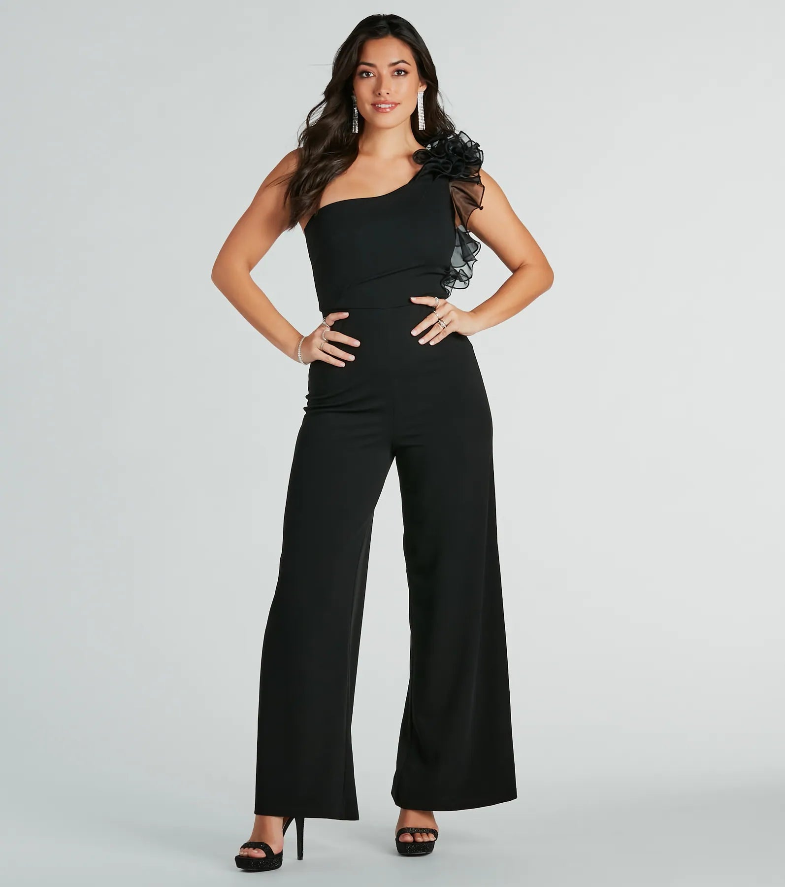 Editorial Babe One-Shoulder Ruffle Jumpsuit - Image 3