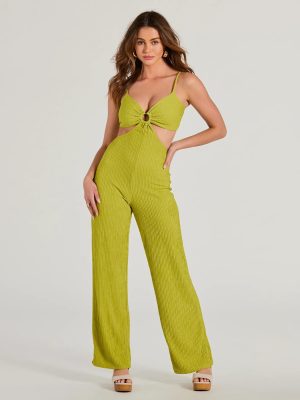 Flawless Vibes V-Neck Cutout Wide-Leg Jumpsuit