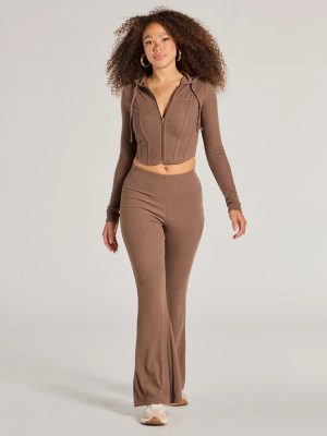 Feelin' Comfy Ribbed Knit Flare Pants