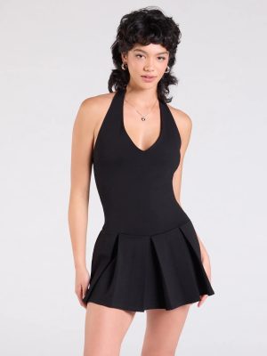 Flirty Flair Halter Pleated Romper