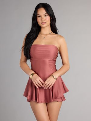 Frill Seeker Strapless Knit Romper