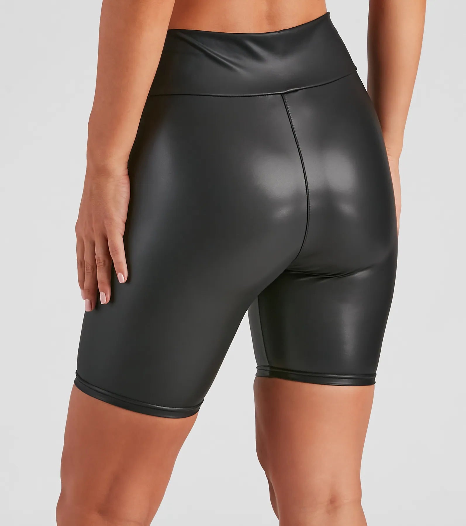 Faux Leather Biker Shorts - Image 3