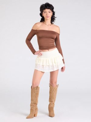 Boho Flair Ruffled Lace Drop Waist Skort