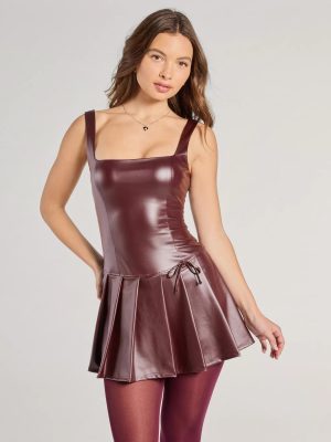 Adorable And Sleek Faux Leather Skort Romper