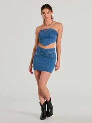 Daily Vibe Cross Belted Denim Mini Skirt