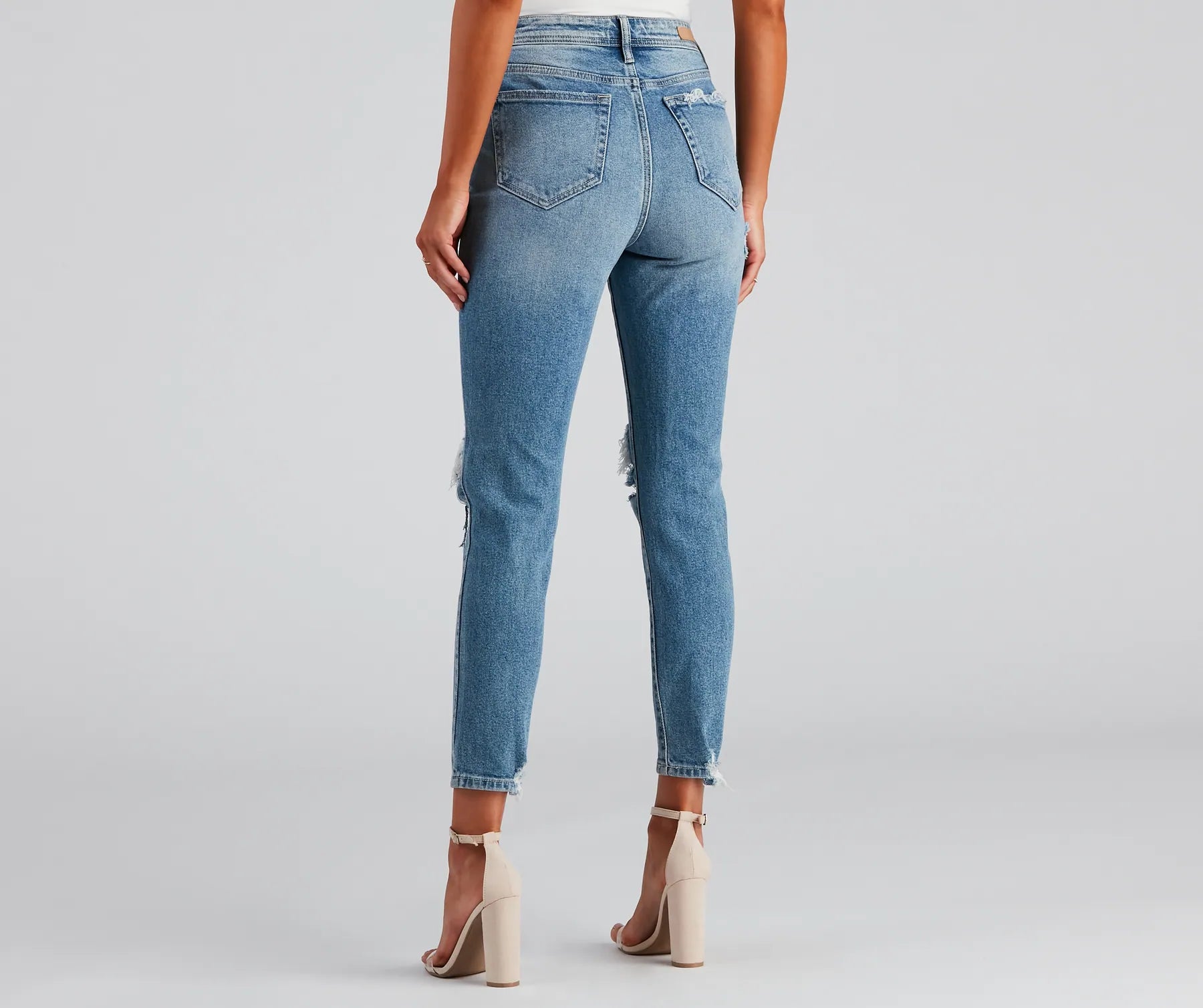 High-Rise Distressed Mom Skinny Jeans - Image 3