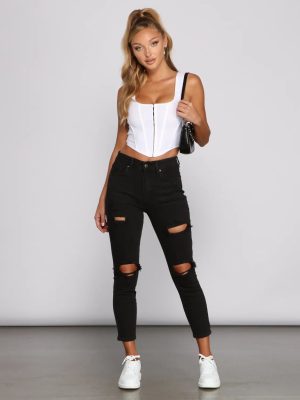 Bella High Rise Destructed Skinny Jeans