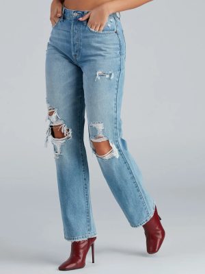 High-Rise Destructed Boyfriend Jeans