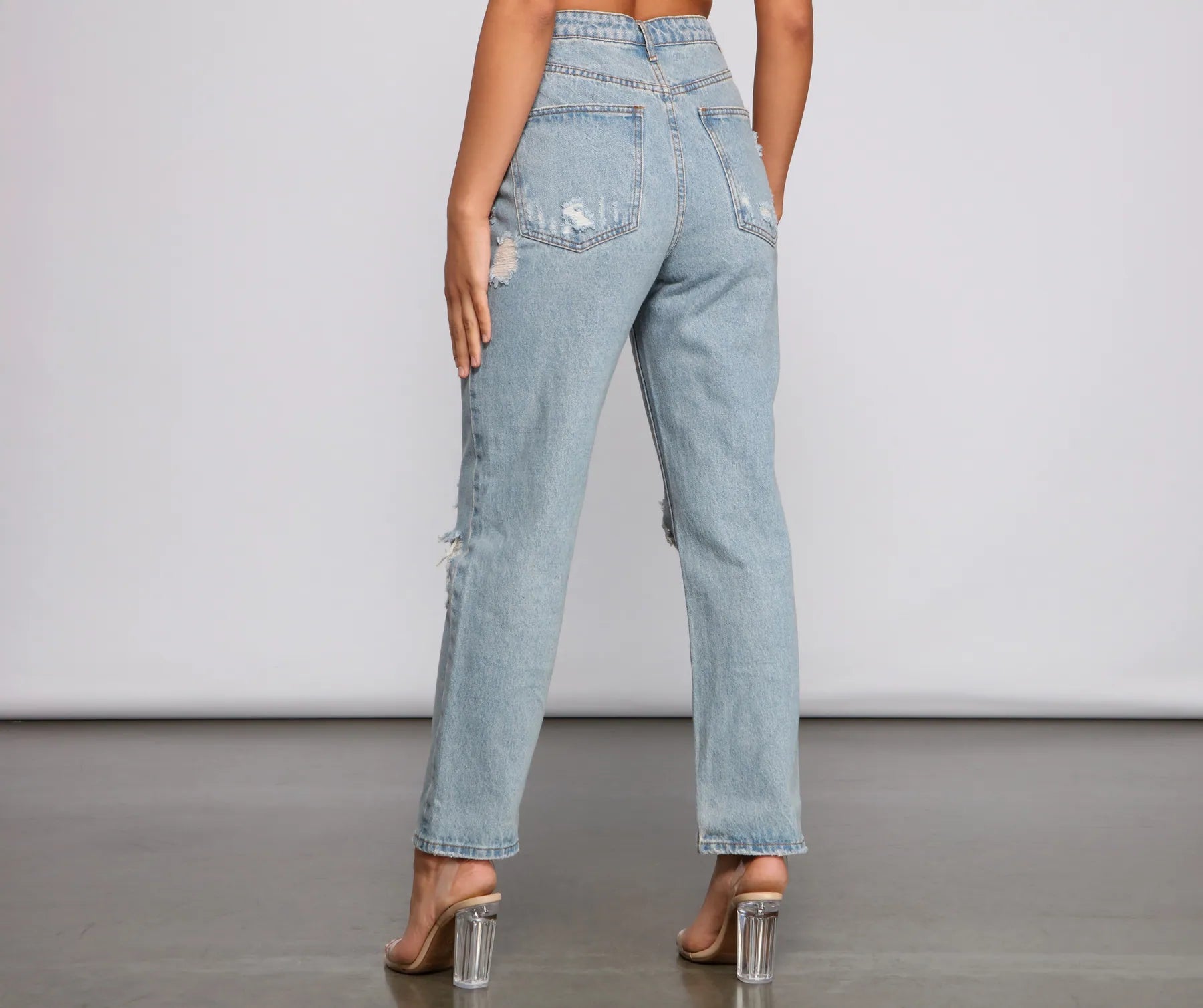 Classic Staple High Rise Destructed Boyfriend Jeans - Image 2