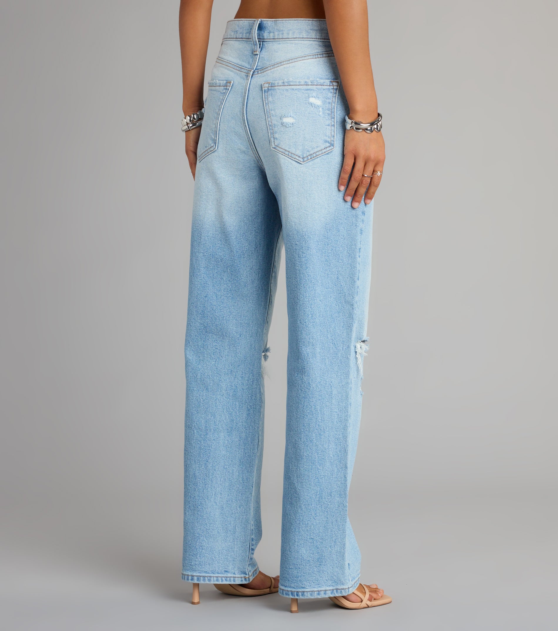 High-Rise Distressed Boyfriend Jeans - Image 2