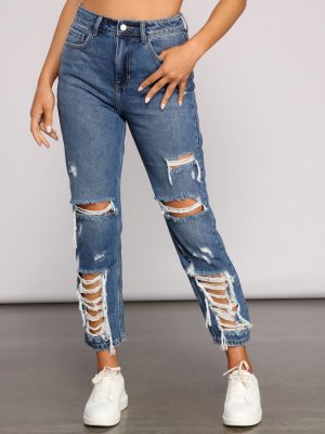 Classic Destructed Straight-Leg Jeans