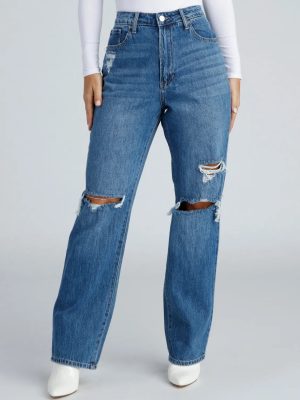 Classic Casual Distressed Boyfriend Jeans