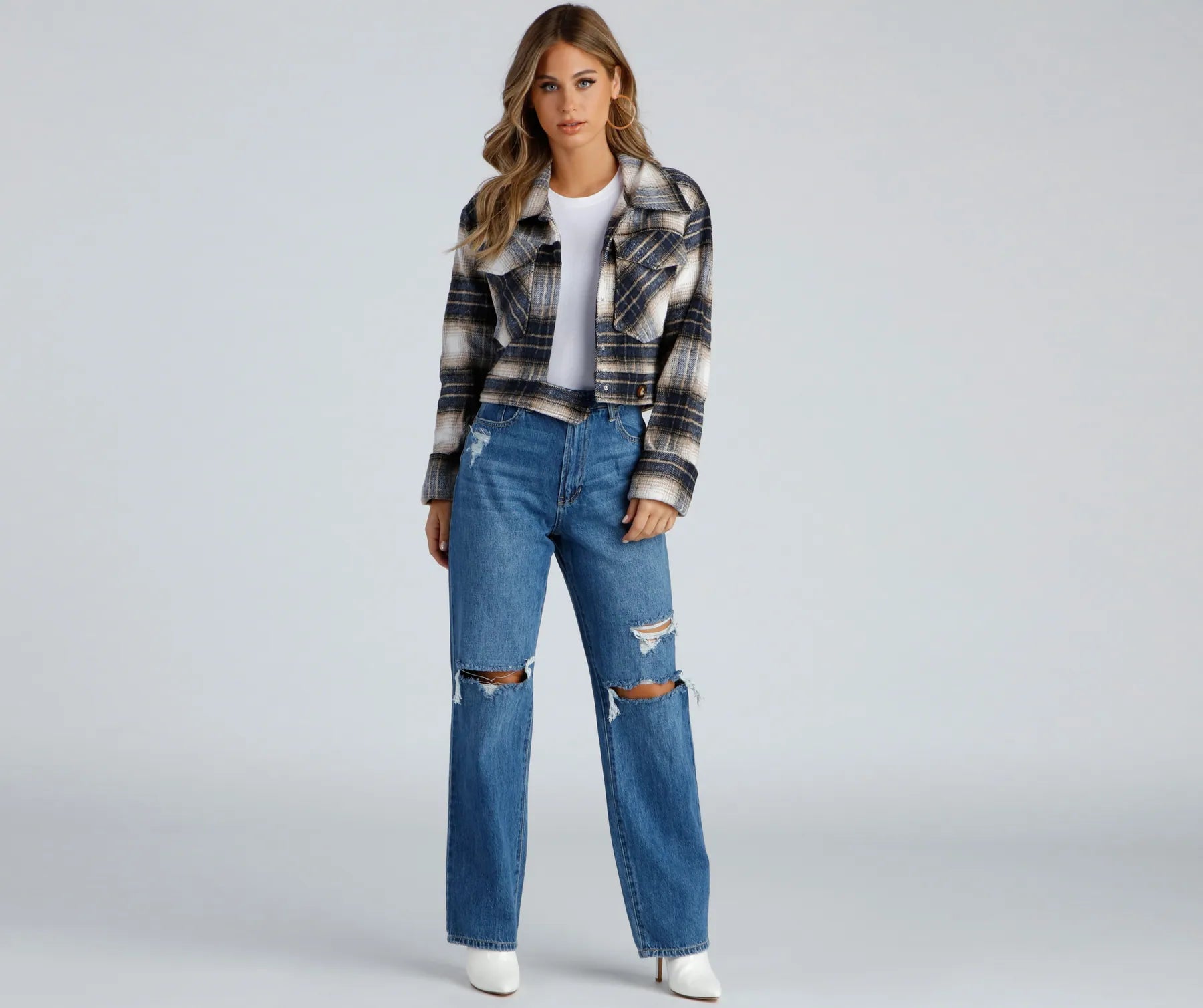 Classic Casual Distressed Boyfriend Jeans - Image 2