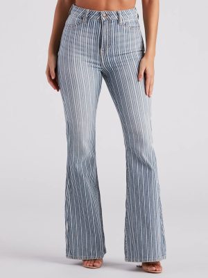 Bri High-Rise Pinstripe Flare Jeans By Windsor Denim