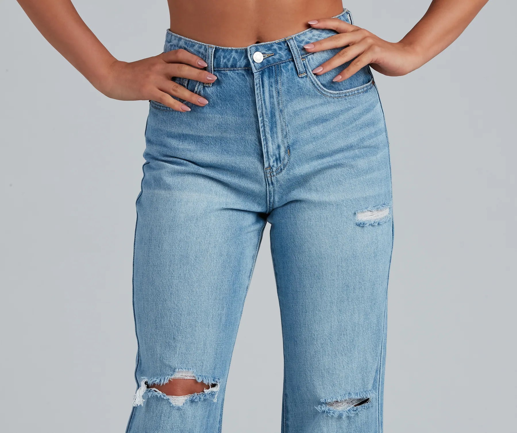 Classic Casual Distressed Boyfriend Jeans - Image 7