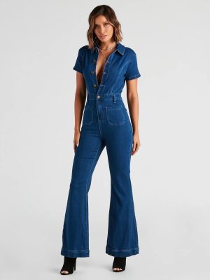Gimme The Flare Denim Jumpsuit