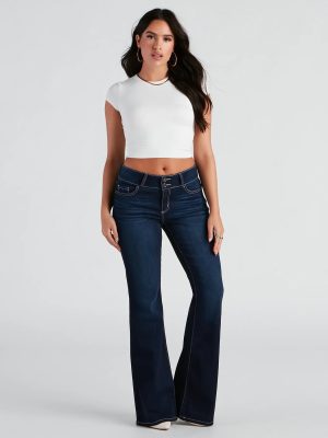Drop It Low Mid Rise Flare Denim Jeans