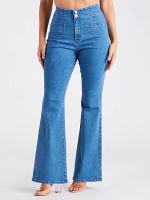 Bri High-Rise Button-Up Flare Jeans by Windsor Denim