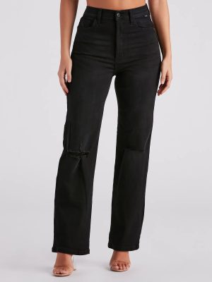 There She Goes High-Rise Slit Boyfriend Jeans