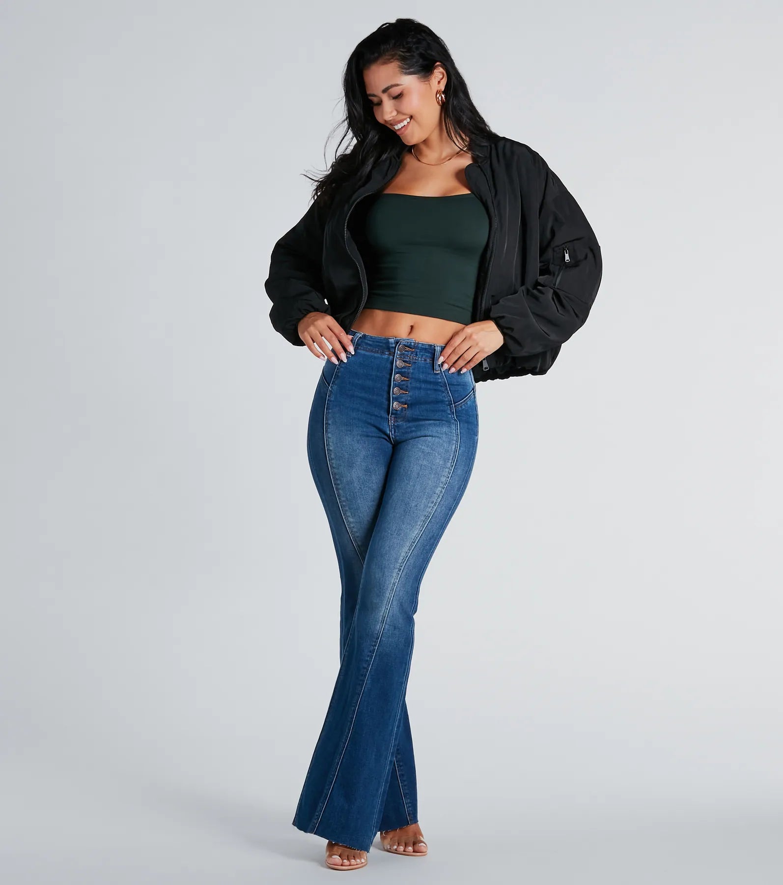 All Buttoned Up High-Rise Flare Denim Jeans - Image 2