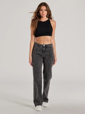 Make A Seam High-Rise Straight Leg Denim Jeans