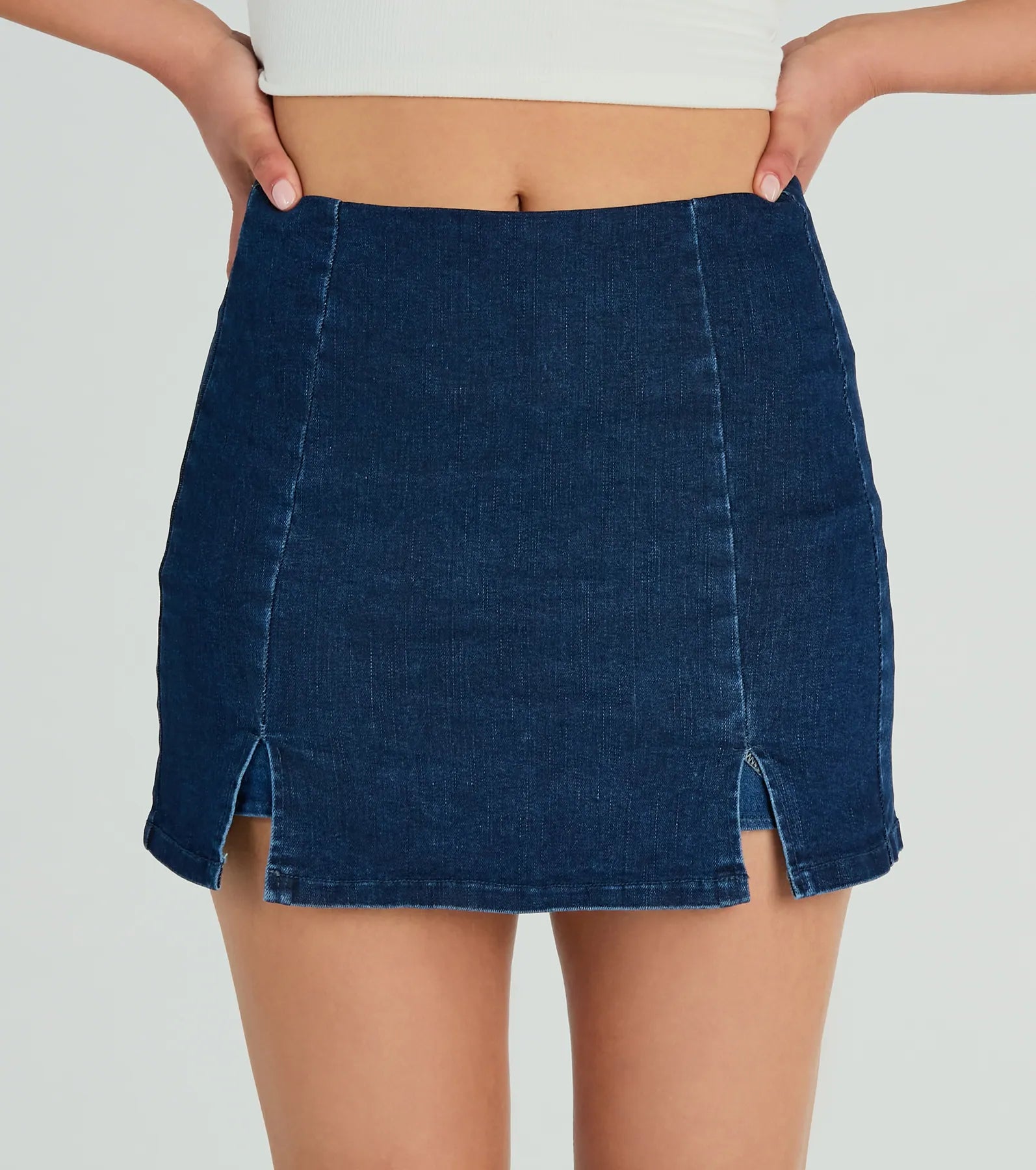 Trendy Girl High-Rise Slit Denim Skort - Image 10