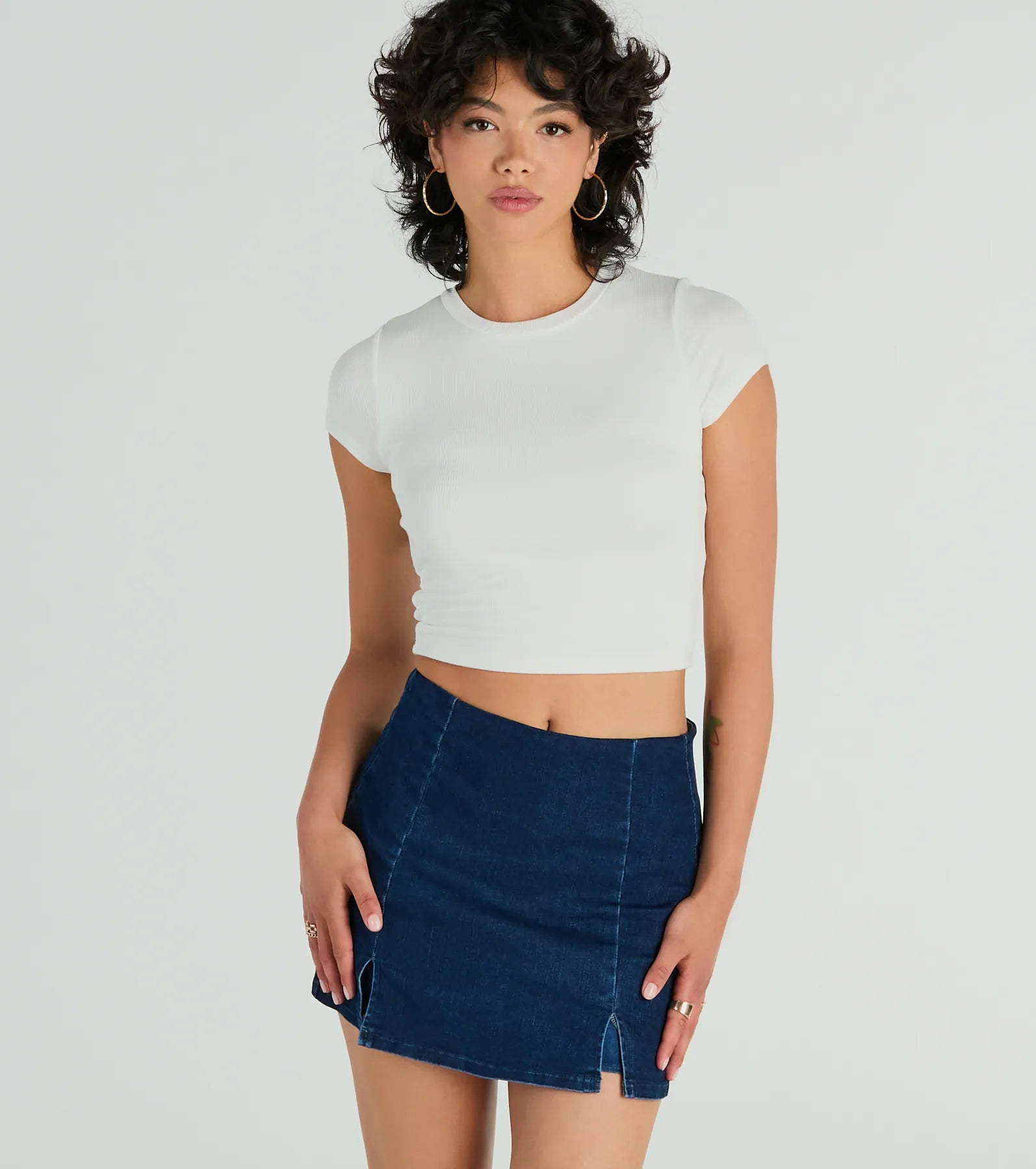 Trendy Girl High-Rise Slit Denim Skort - Image 12
