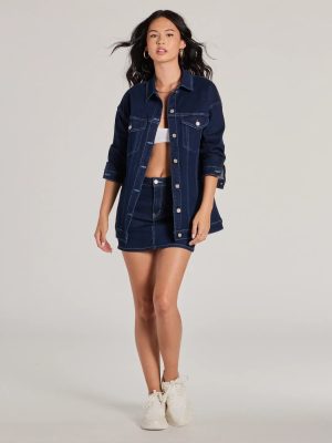 Admirable Aesthetic Mid-Rise Denim Skort