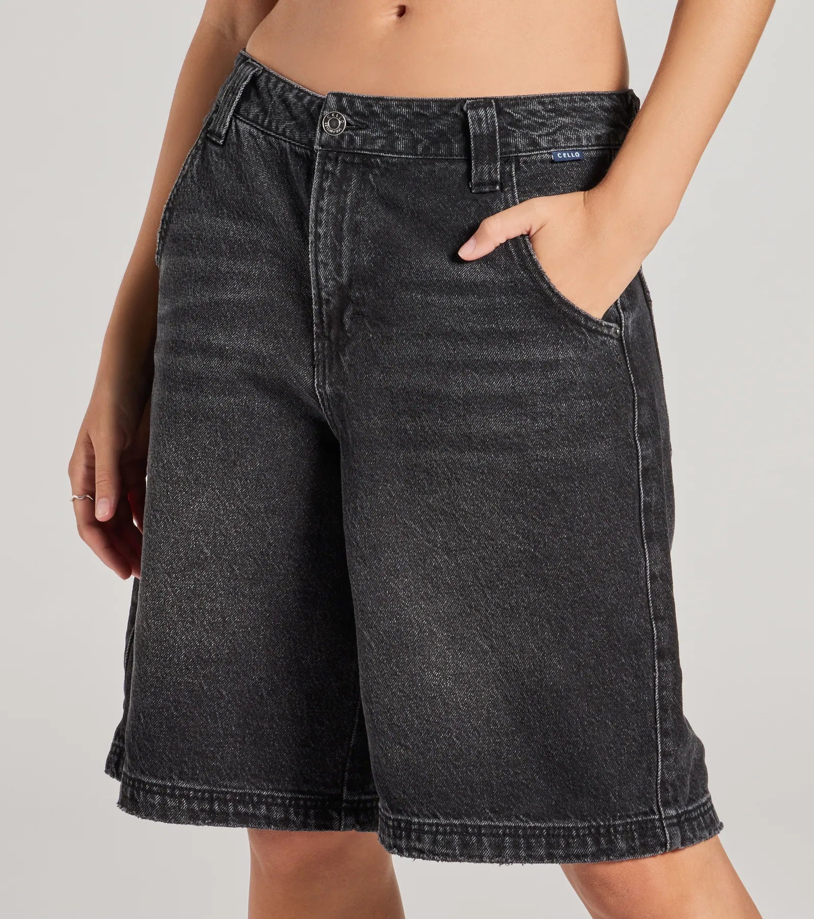 Born To Be Trendy Mid-Rise Denim Jorts - Image 3