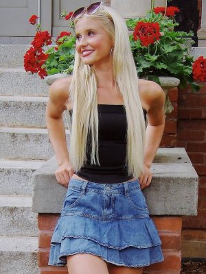 Daylight Darling High-Rise Ruffled Denim Skort