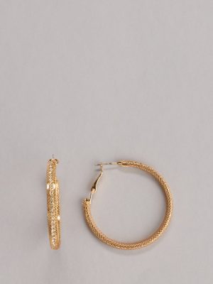 Classic Twist Rhinestone Hoop Earrings