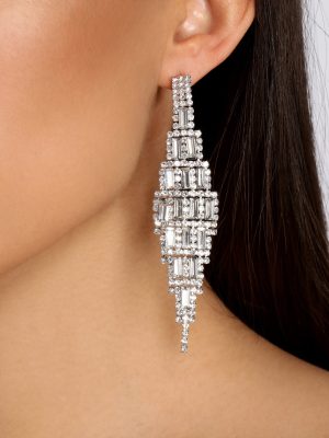 Born For It Baguette Rhinestone Kite Earrings