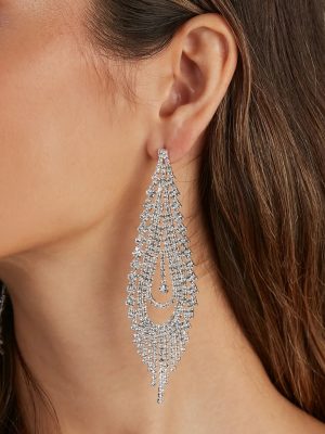 Captivate Them Rhinestone Teardrop Duster Earrings