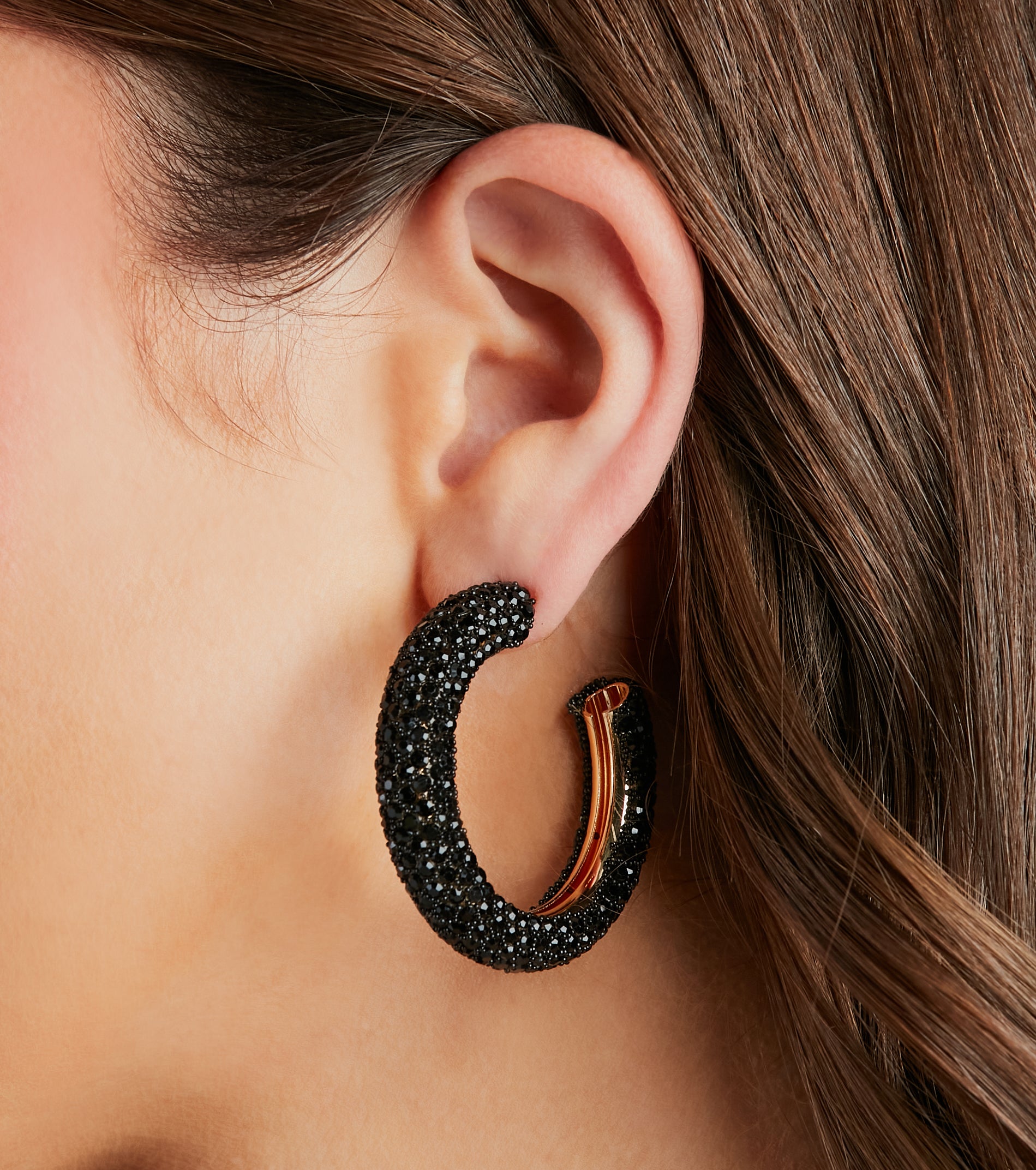 Iconic Look Rhinestone Hoop Earrings - Image 2