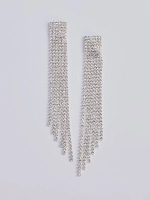 Pretty Shine Rhinestone Fringe Earrings