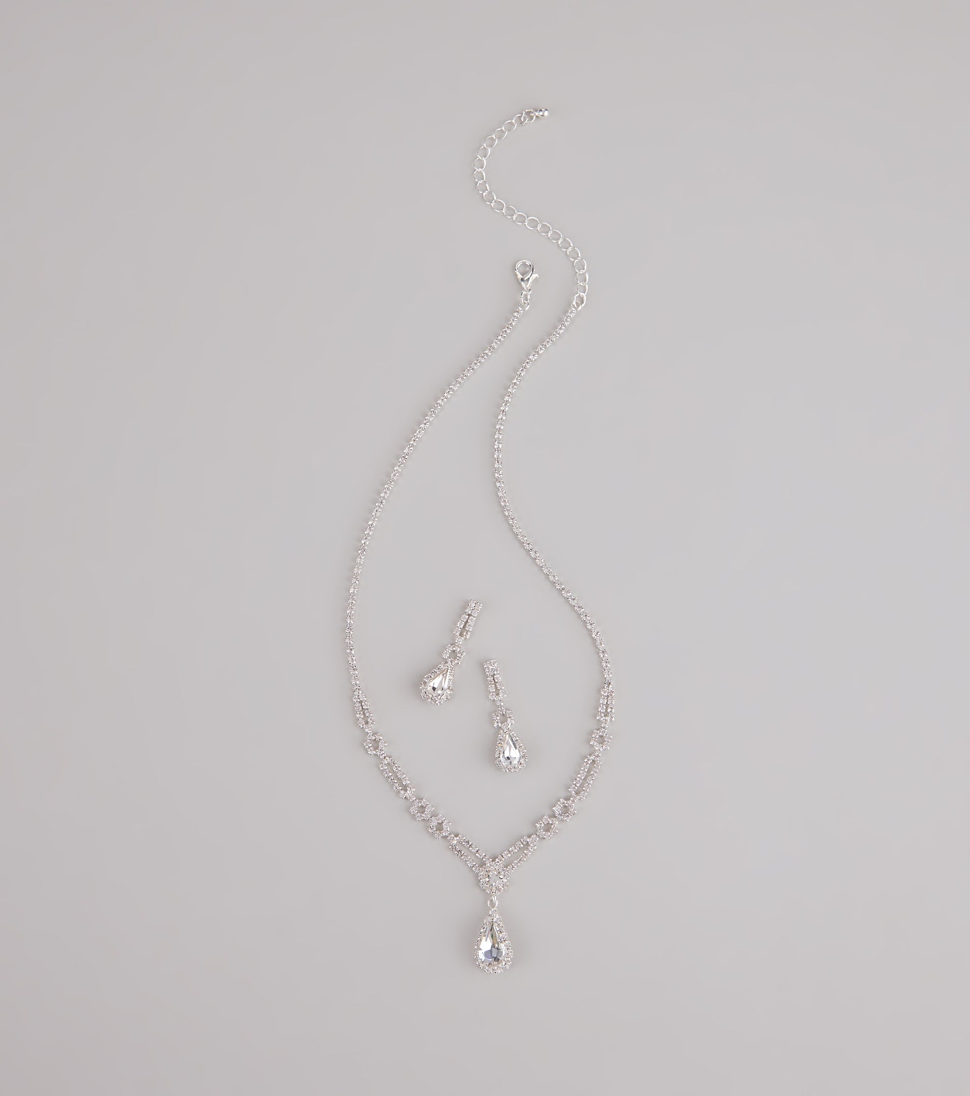 Crown Jewel Teardrop Necklace And Earrings Set - Image 2