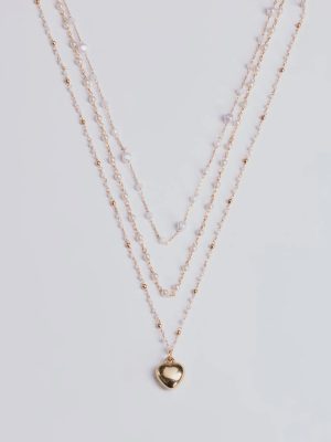 All My Heart Faux Pearl Lariat Pendant Necklace Set