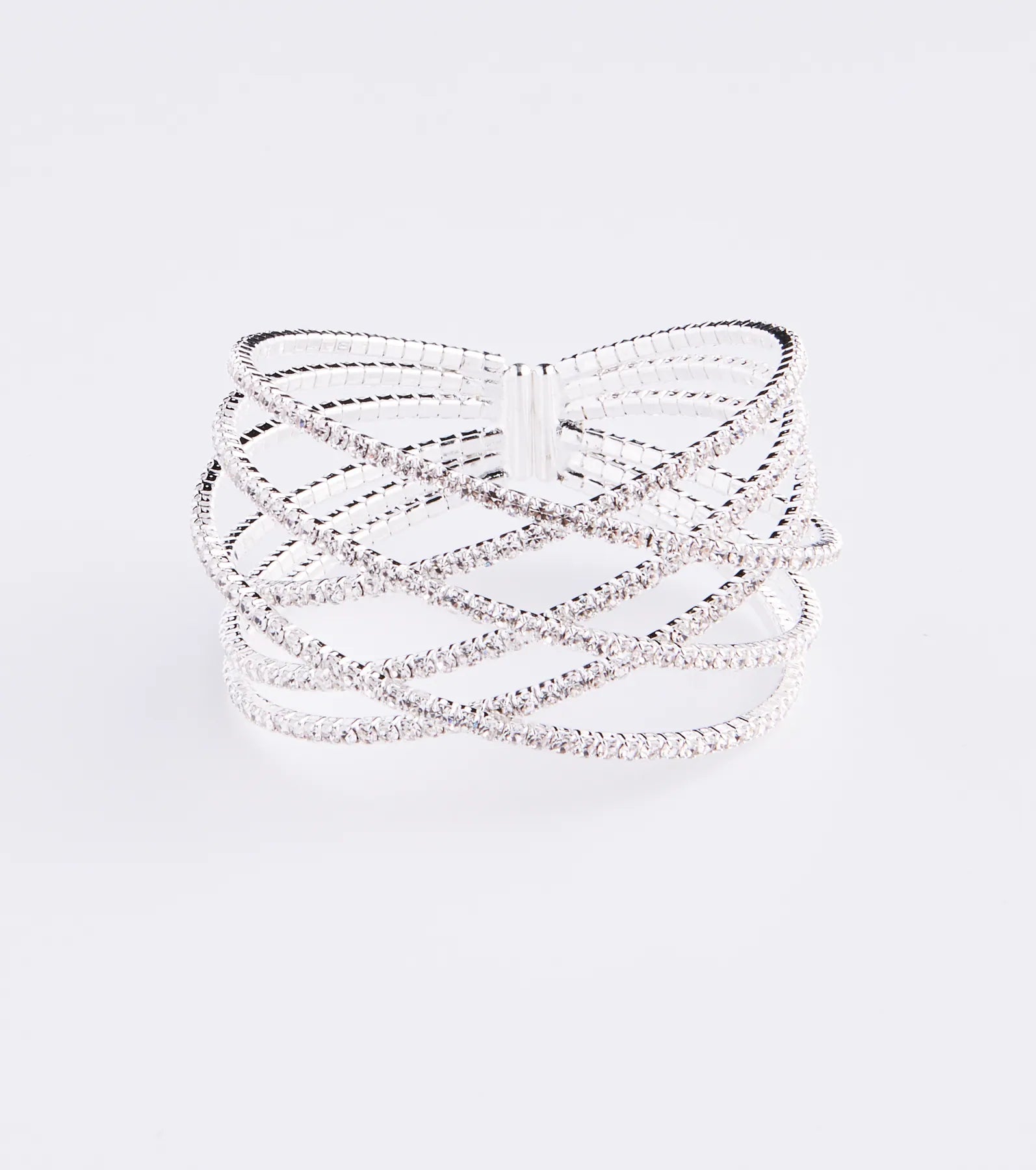 Rhinestone Lattice Cuff Bracelet - Image 2