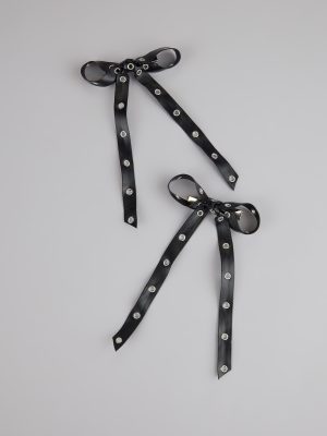 Cute Rebel Studded Bow Hair Clips