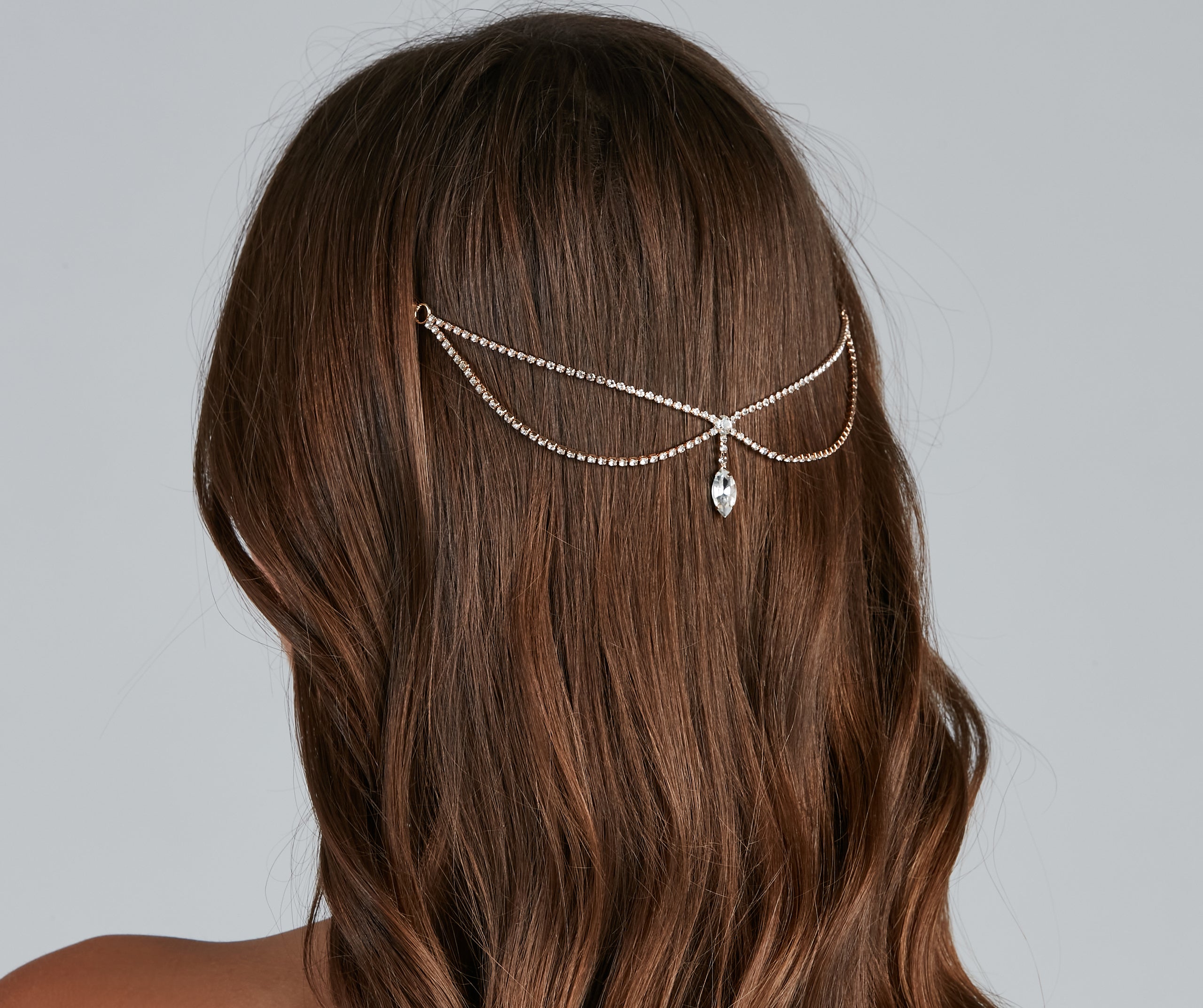 Boho Goddess Rhinestone Teardrop Head Chain - Image 2