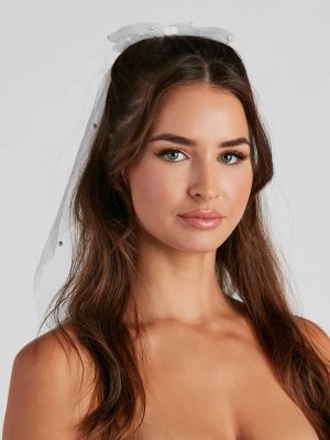 Faux Pearl Tulle Bow Barrette