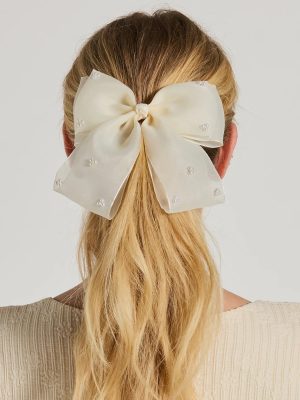 Feminine Charm Pearl Detail Hair Bow Barrette