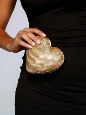 Falling For Rhinestones Heart-Shaped Clutch